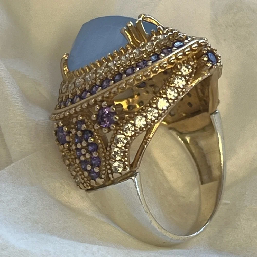Sterling Silver 925 Quartz Handmade Ring size 8